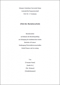 Ein Beispiel für das Deckblatt der Bachelorarbeit