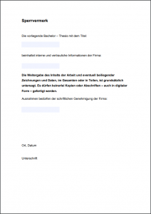 Beispiel für einen Sperrvermerk